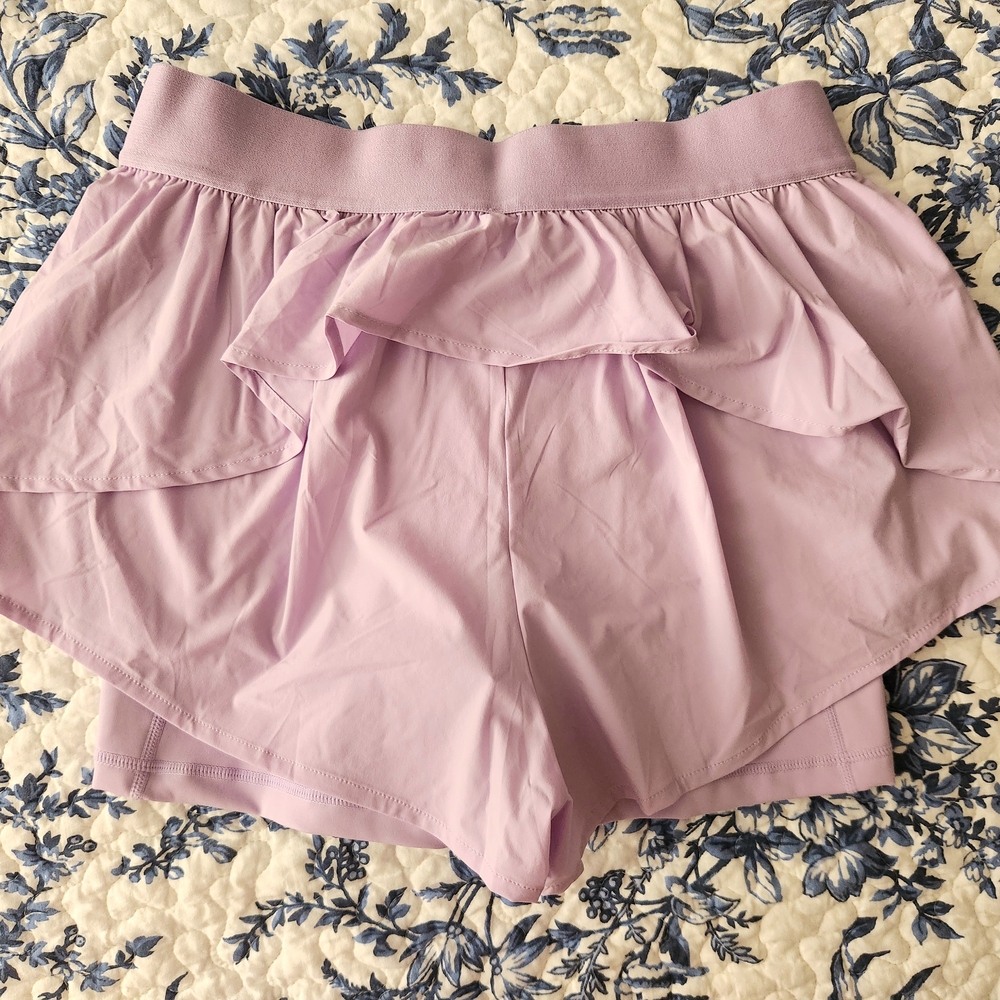 POPFLEX Lilac On The Run Ruffle Athletic Shorts - Picture 3 of 3